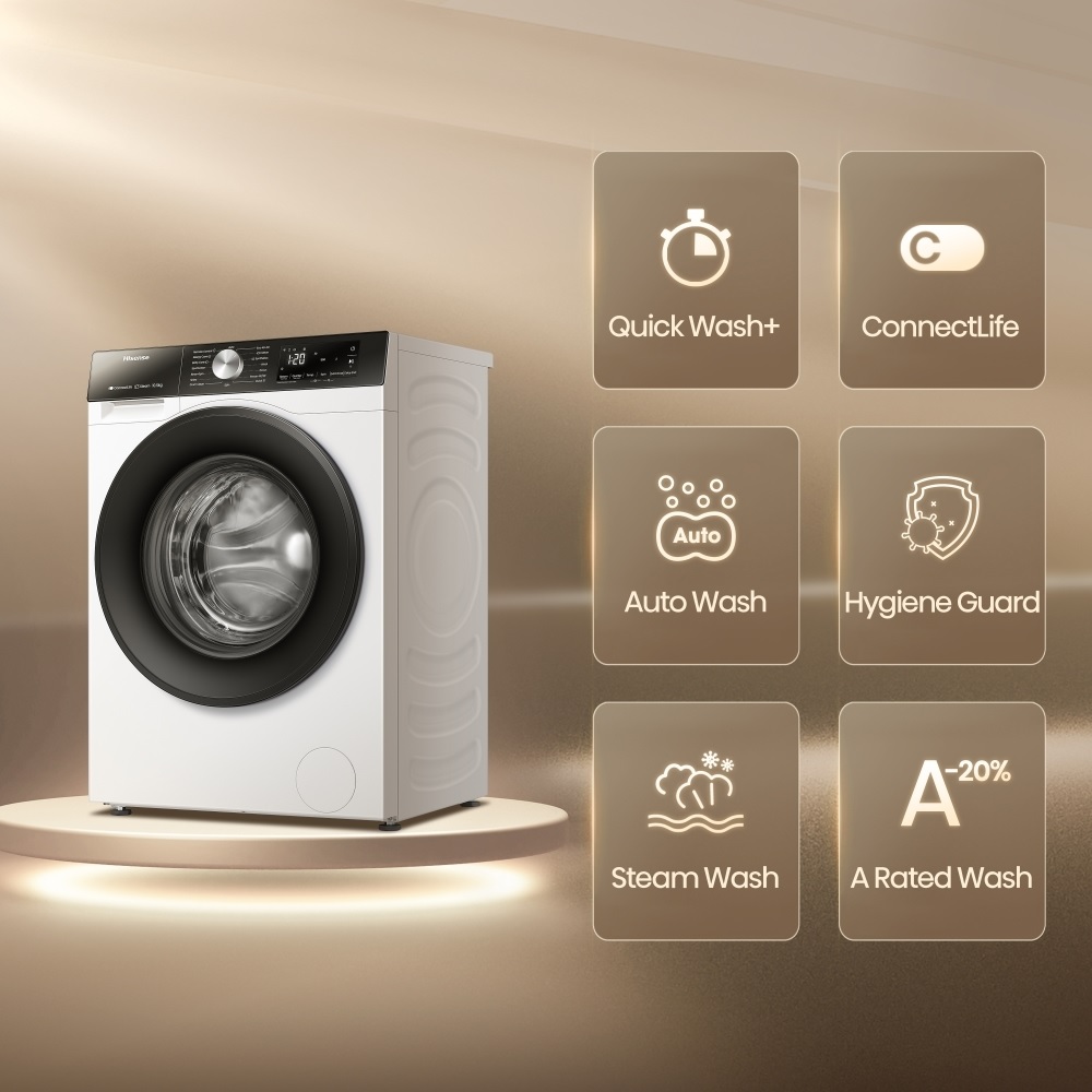 Hisense WF3S1043BW3 Washing Machine, 10.5kg, 1400 Spin – White - Image 4