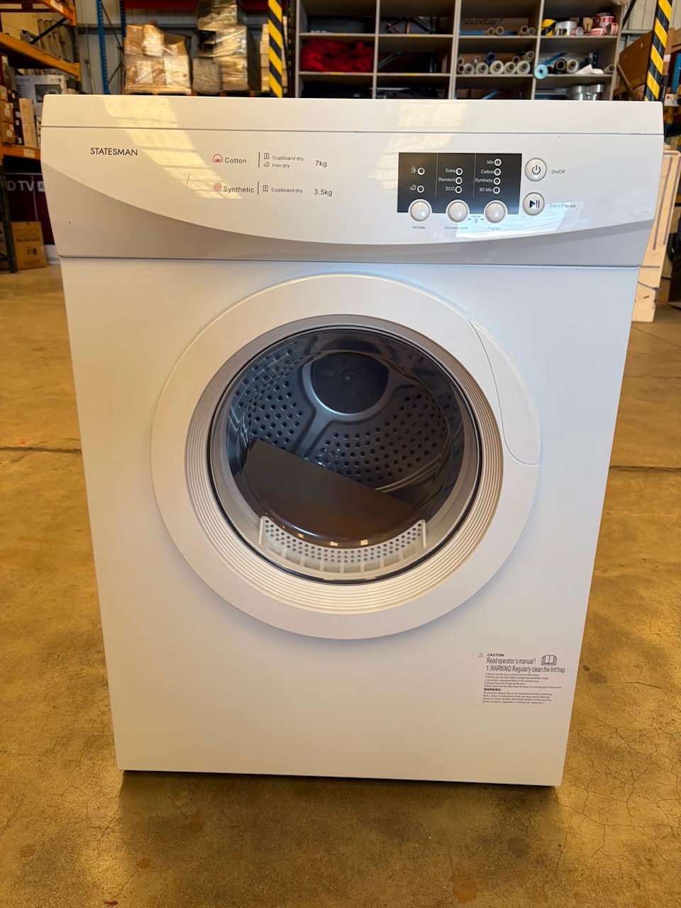 Statesman TVM07WGRADED TVM07W 7kg Vented Tumble Dryer in white (ex-display) 3 months warrantee