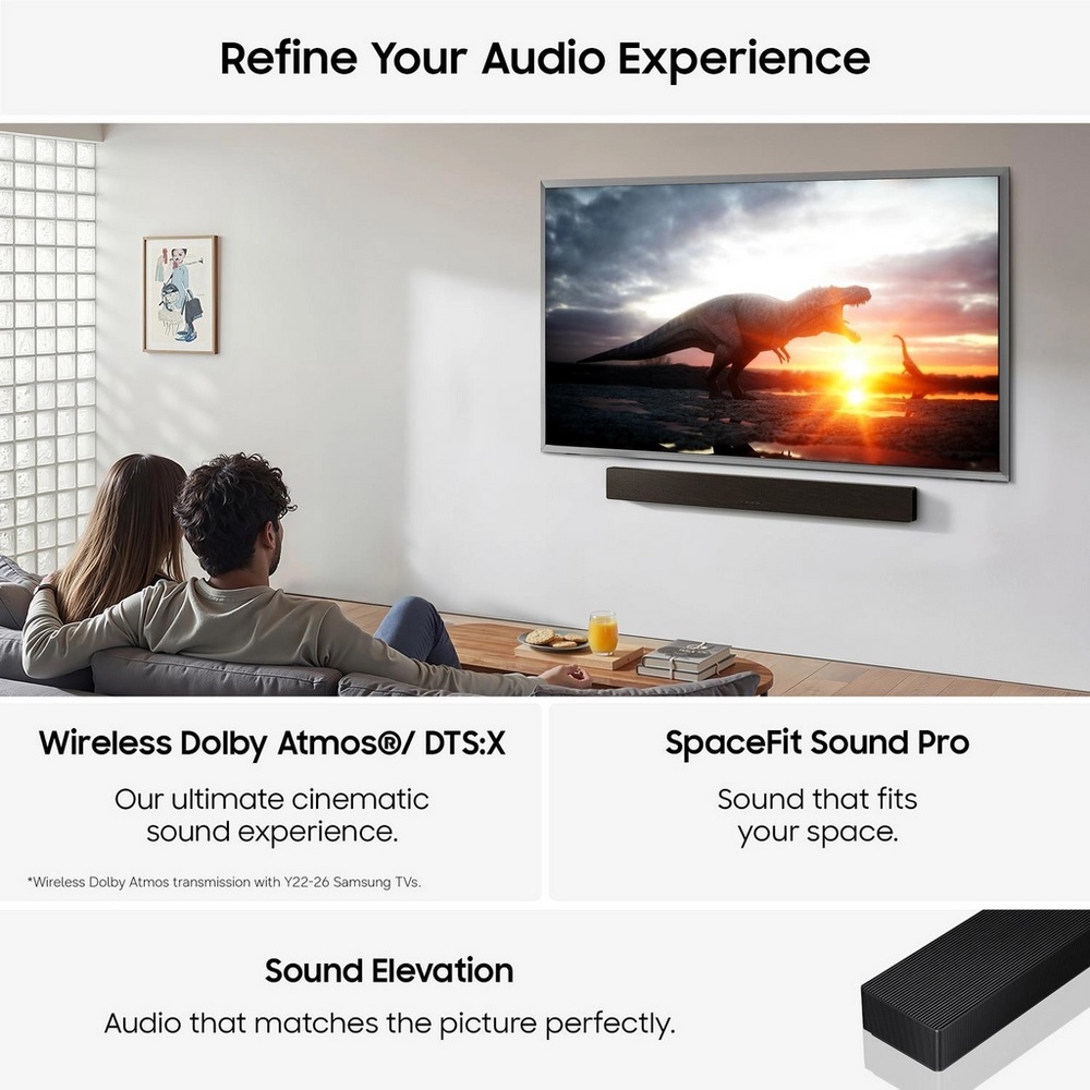 Samsung HW-QS90H/XU 7.1.2ch Q-Series Soundbar with Subwoofer - Graphite Black - Image 2 Samsung HW-QS90H/XU 7.1.2ch Q-Series Soundbar with Subwoofer - Graphite Black - Image 2