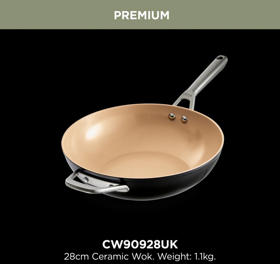 NINJA CW90928UK ExtendedLife Ceramic 28cm Wok – Apricot - Image 2 NINJA CW90928UK ExtendedLife Ceramic 28cm Wok – Apricot - Image 2