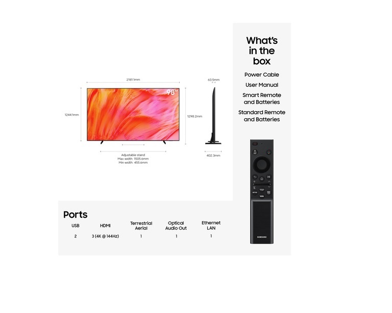 Samsung UE98U9000HKXXU 98" 4K Crystal UHD Smart TV - Image 6 Samsung UE98U9000HKXXU 98" 4K Crystal UHD Smart TV - Image 6