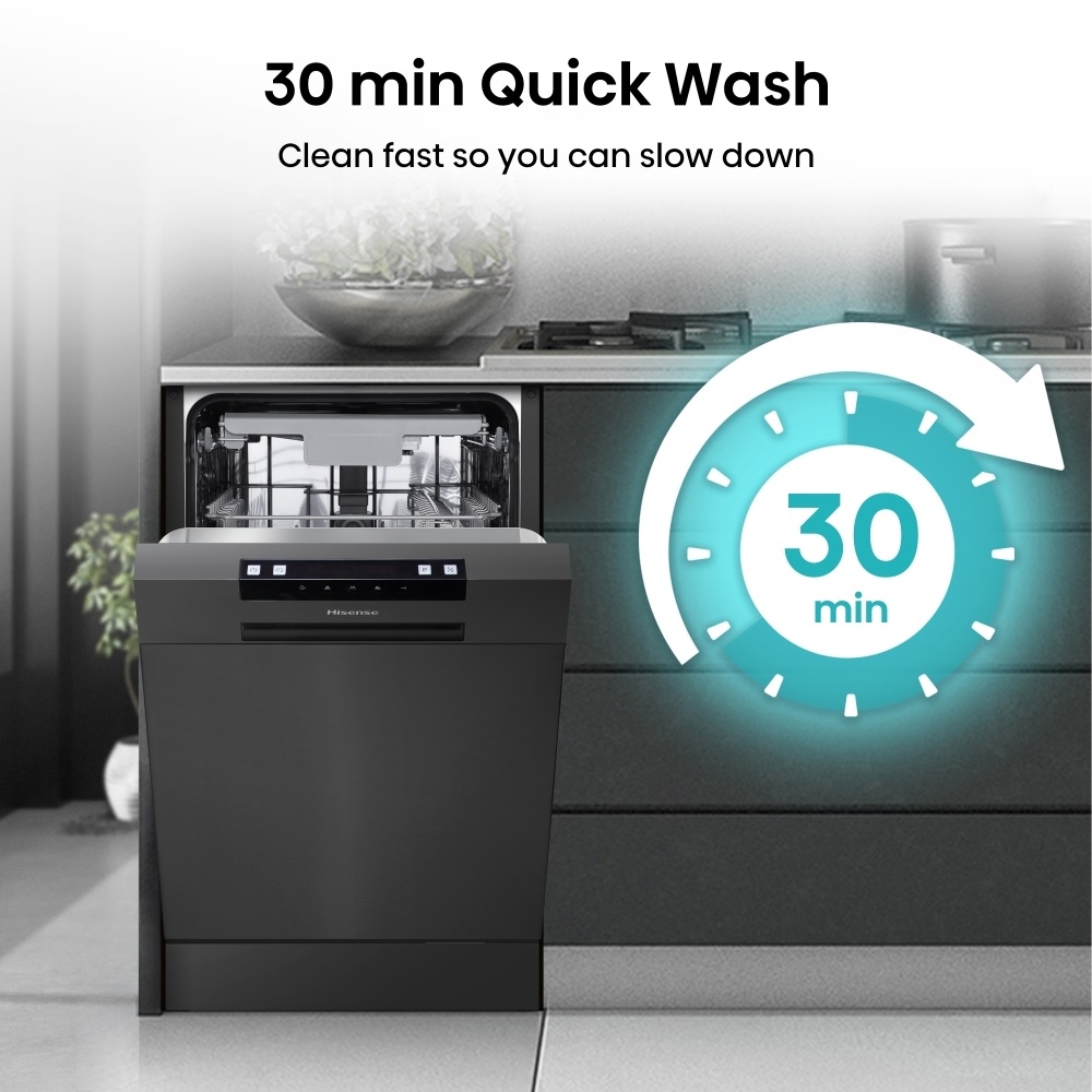 Hisense HS523E15BUK Slimline Dishwasher, 10 Place Settings – Black - Image 2