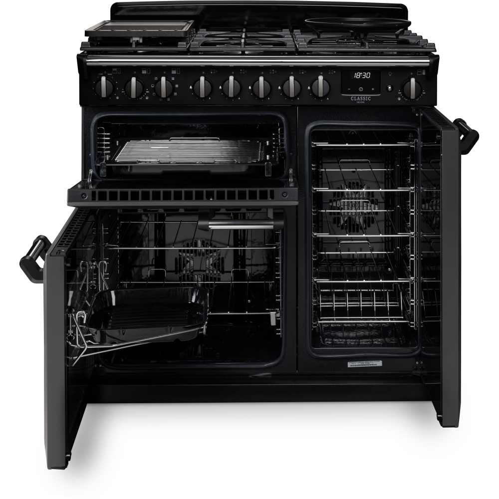 Rangemaster CLDL90DFPMGR/CM1 90cm Dual Fuel Range Cooker Classic Deluxe Mineral Green / Chrome, A Rated - Image 2 Rangemaster CLDL90DFPMGR/CM1 90cm Dual Fuel Range Cooker Classic Deluxe Mineral Green / Chrome, A Rated - Image 2