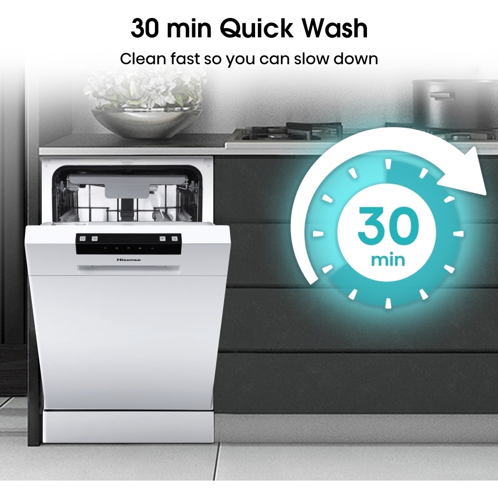 Hisense HS523E15WUK Slimline Dishwasher, 10 Place Settings – White - Image 2