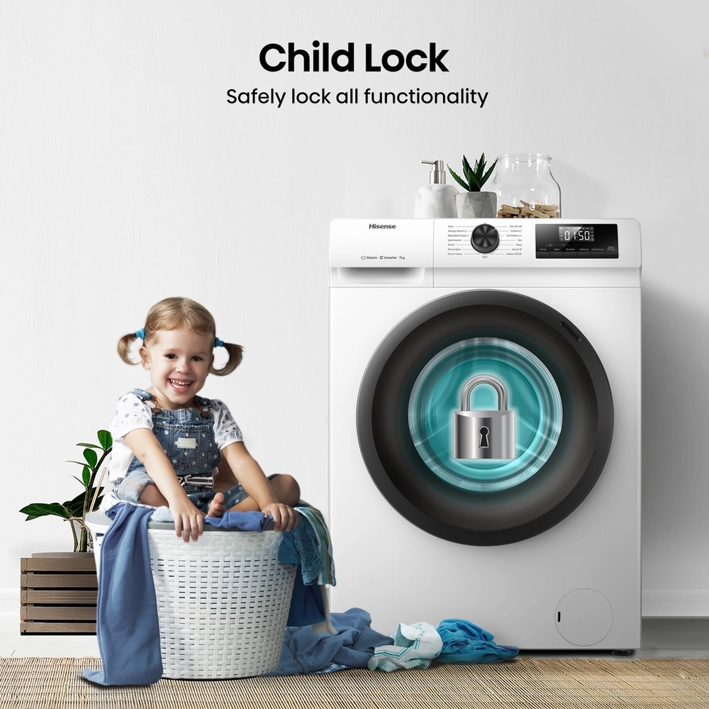 Hisense WF1Q7021BW 7kg 1200 Spin, Steam Washing Machine – White - Image 7