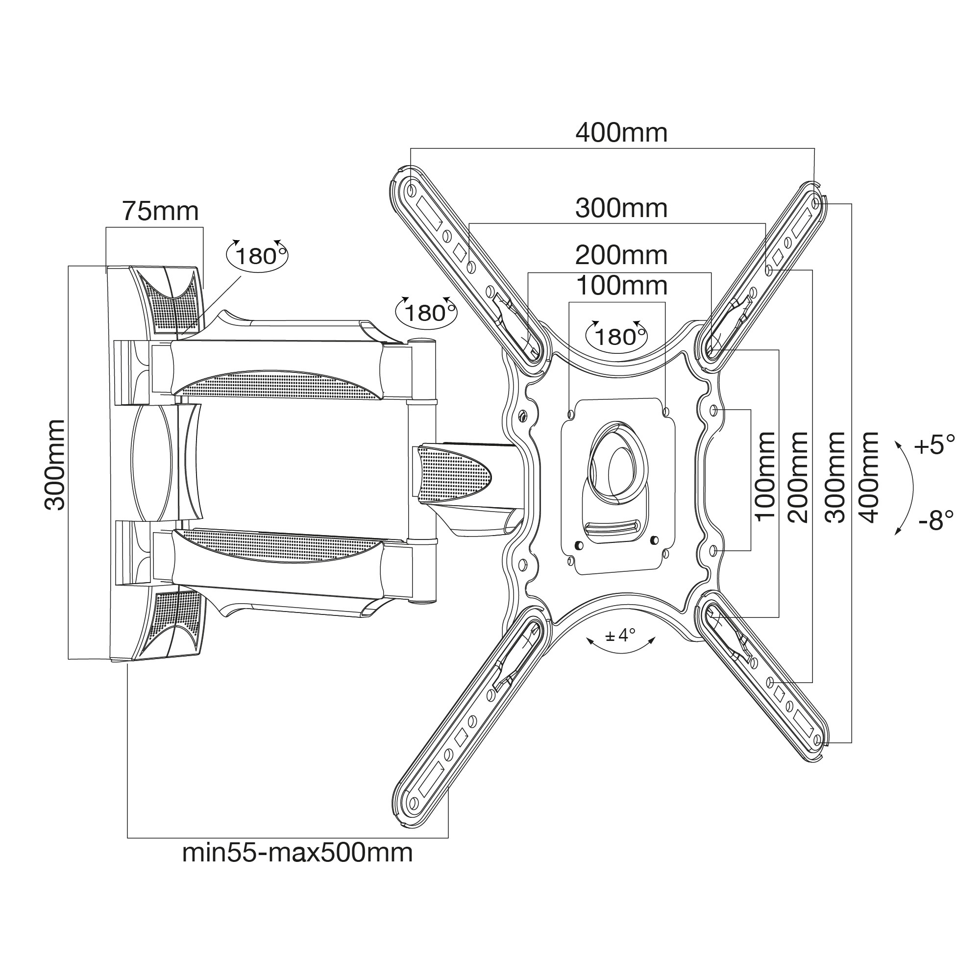 TTAP TTD202DAEX Full motion TV Bracket - Image 3