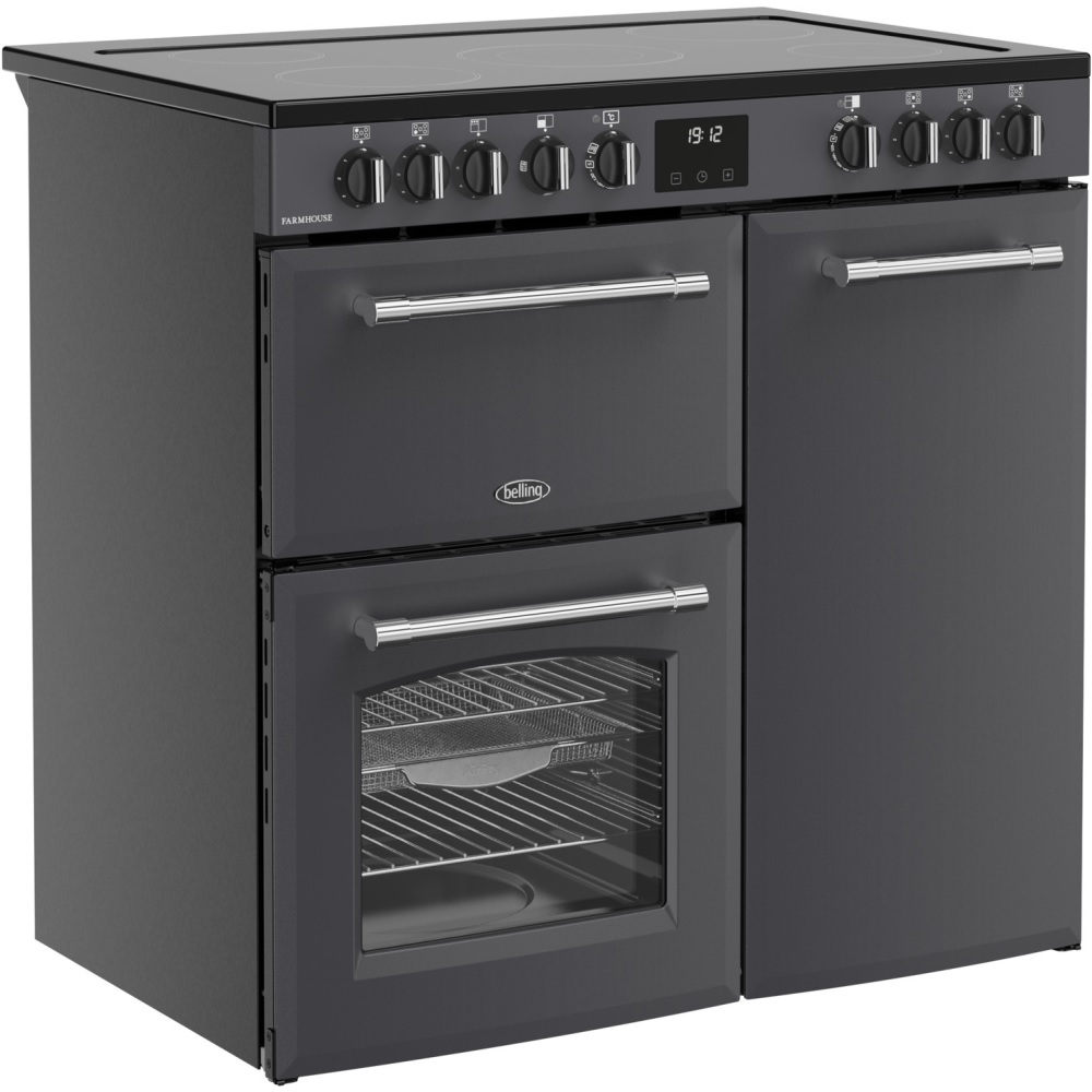 Belling 444411816 RCA FARMHOUSE 90E 90cm Ceramic Range Cooker, Anthracite/Grey - Image 2 Belling 444411816 RCA FARMHOUSE 90E 90cm Ceramic Range Cooker, Anthracite/Grey - Image 2