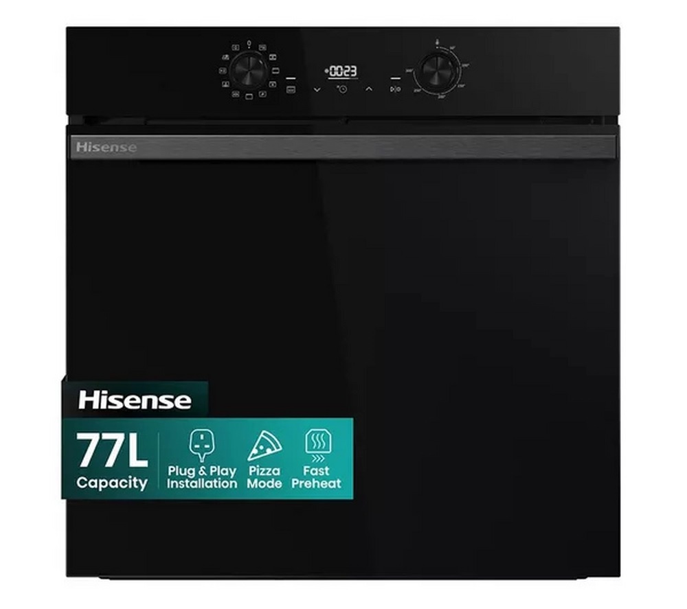 Hisense BI622ABPGUK Built In Electric Single Steam, Plug & Play Oven - Jet Black - Image 1