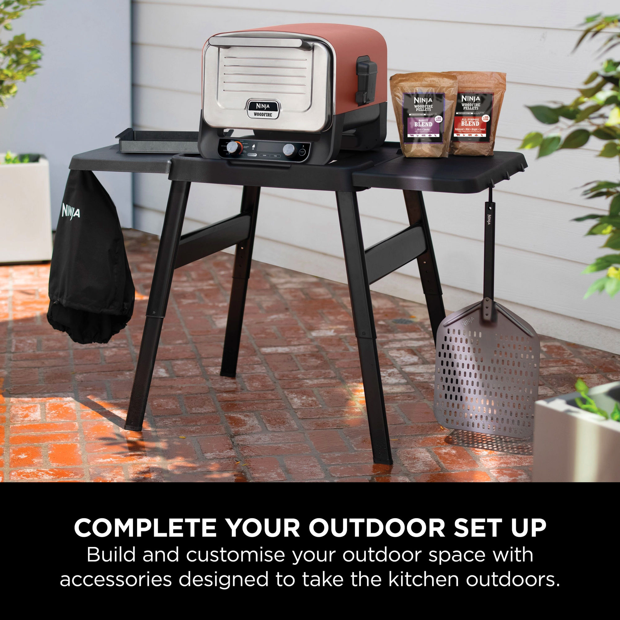 Ninja OO101UKSTANDKIT Woodfire Electric Outdoor Oven with BBQ Stand - Terracotta/Steel - Image 2