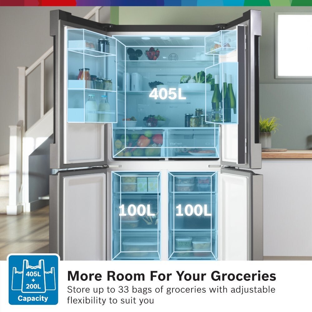 Bosch KFN96VPEAG Non-Plumbed American Fridge Freezer - Stainless Steel - Image 3