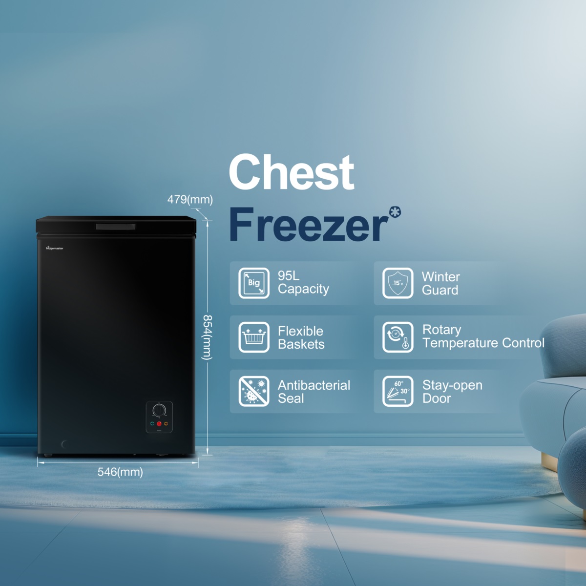 Fridgemaster MCF96EB Chest Freezer – Black - Image 2