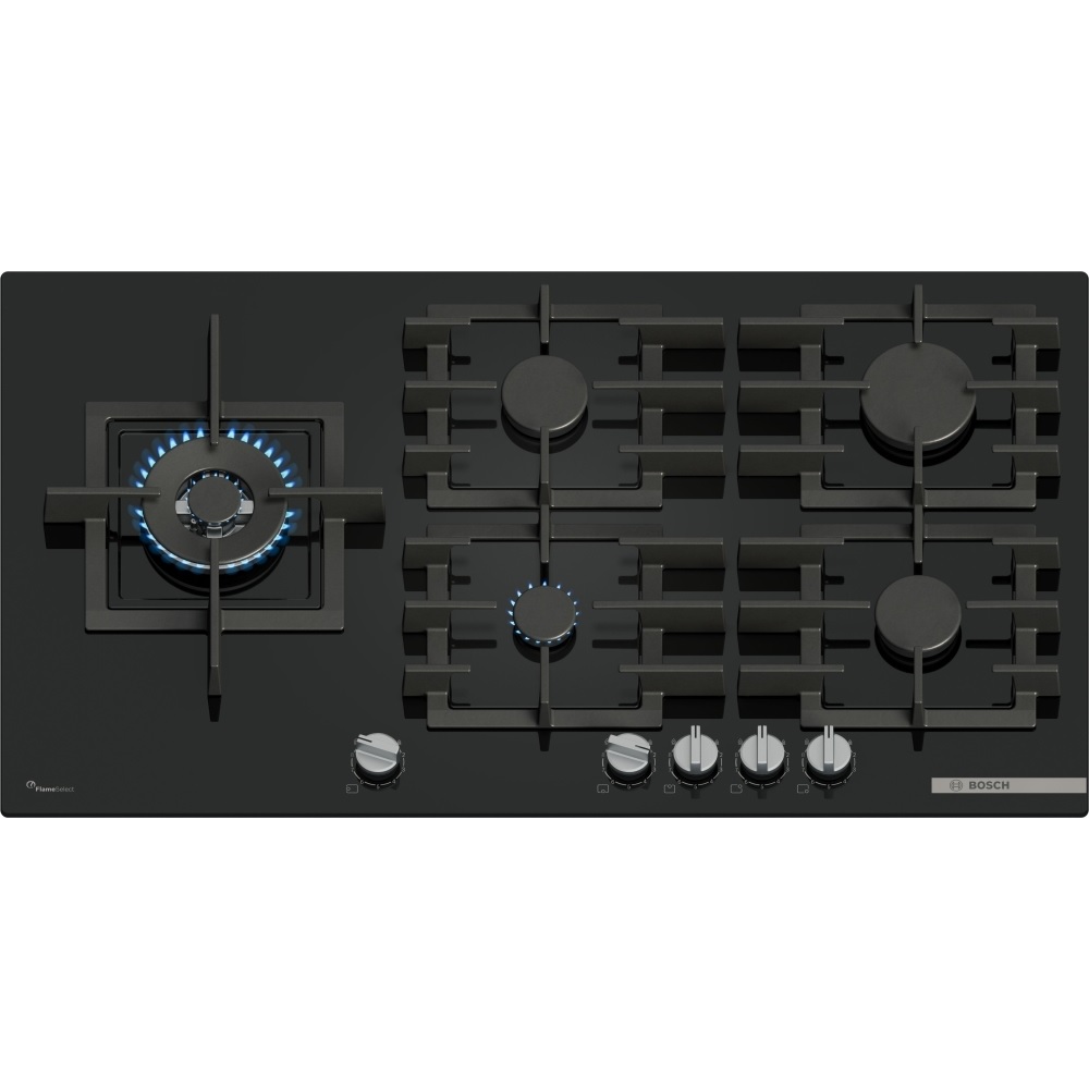 Bosch PPM9A6140 Series 6 92cm 5 Burner Gas Hob, Black Bosch PPM9A6140 Series 6 92cm 5 Burner Gas Hob, Black