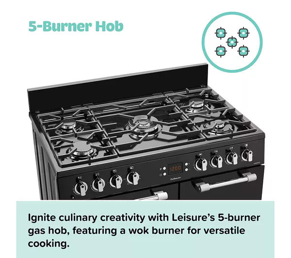 Leisure CK90G232K Dual Fuel Range cooker - Black - Image 3