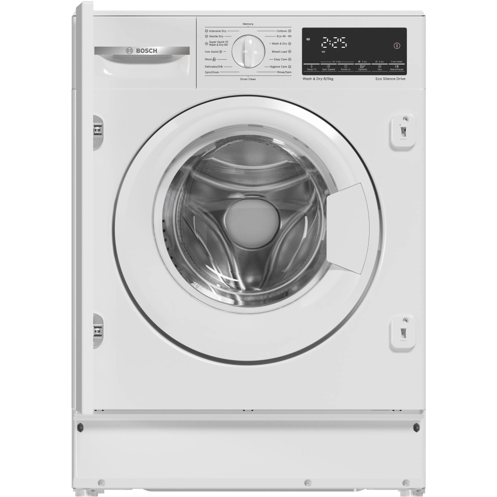Bosch WKD28490GB Series 6 Integrated Washer Dryer, 8kg/5kg, 1400 Spin, White, E Rated Bosch WKD28490GB Series 6 Integrated Washer Dryer, 8kg/5kg, 1400 Spin, White, E Rated