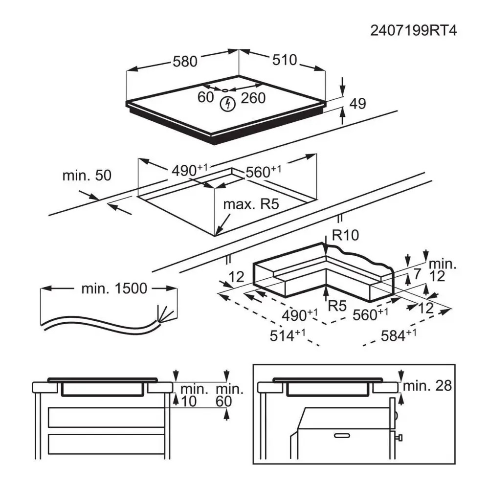 AEG SO64IA0SCB 58cm Series 5000 Frameless 4 Zone Induction Hob – BLACK - Image 3 AEG SO64IA0SCB 58cm Series 5000 Frameless 4 Zone Induction Hob – BLACK - Image 3
