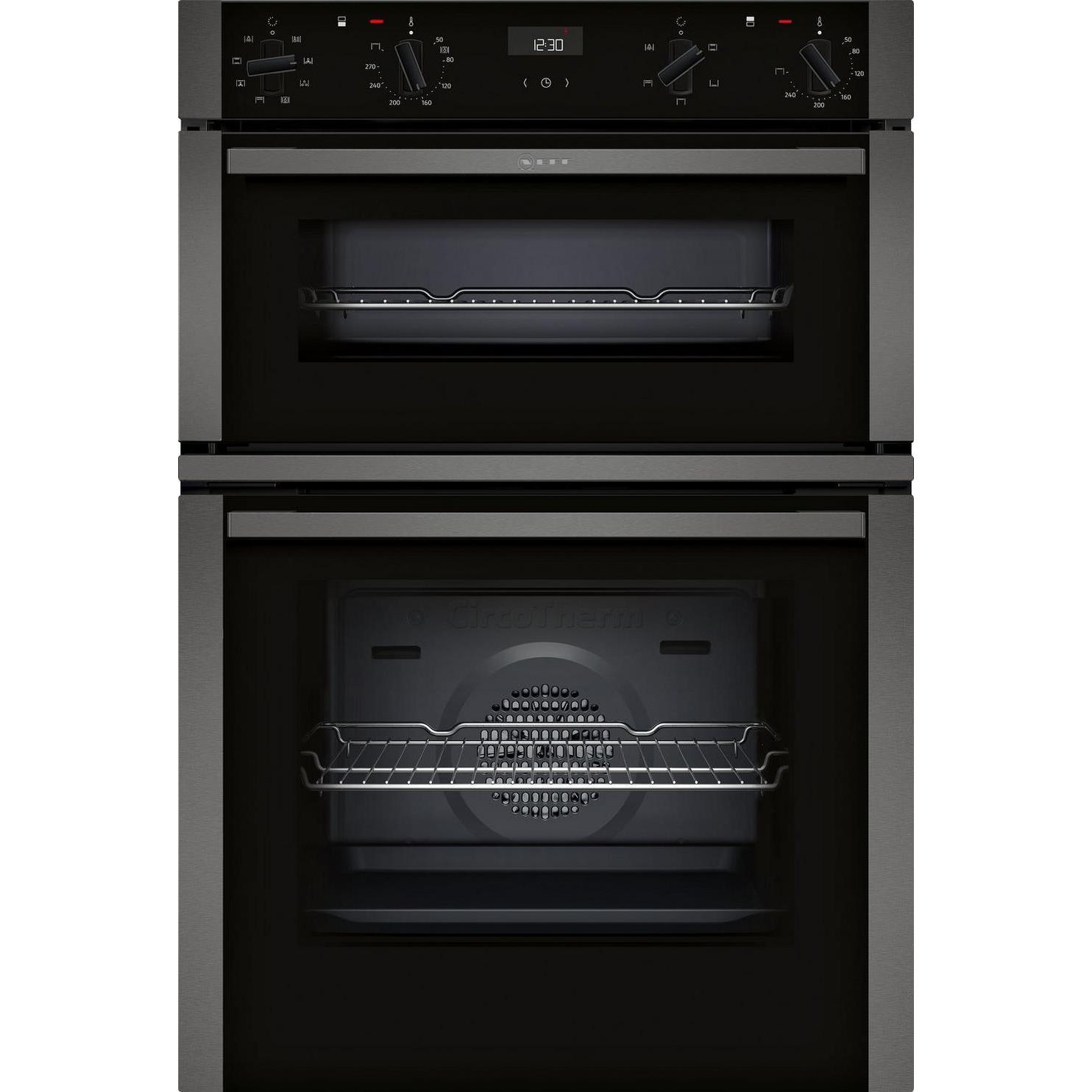 Neff U1ACE2HG0B 594mm wide Built In Electric Double Oven Black and Graphite