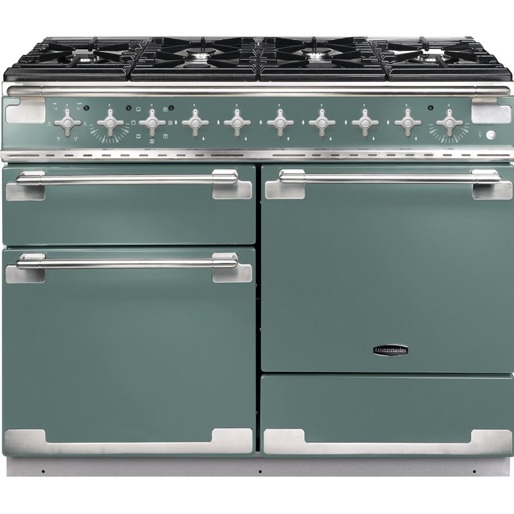 Rangemaster ELS110DFFMG 110cm Dual Fuel Range Cooker Elise Mineral Green / Brushed Nickel Rangemaster ELS110DFFMG 110cm Dual Fuel Range Cooker Elise Mineral Green / Brushed Nickel