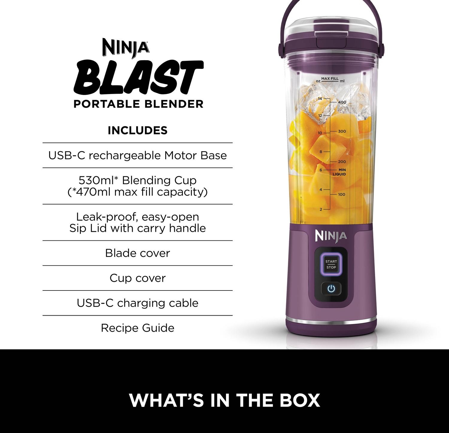 NINJA BC151UKPR Cordless Portable Motorised/Compact Blender - Passion Fruit - Image 2