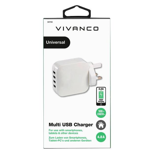Vivanco Quad USB Charger 2.4A