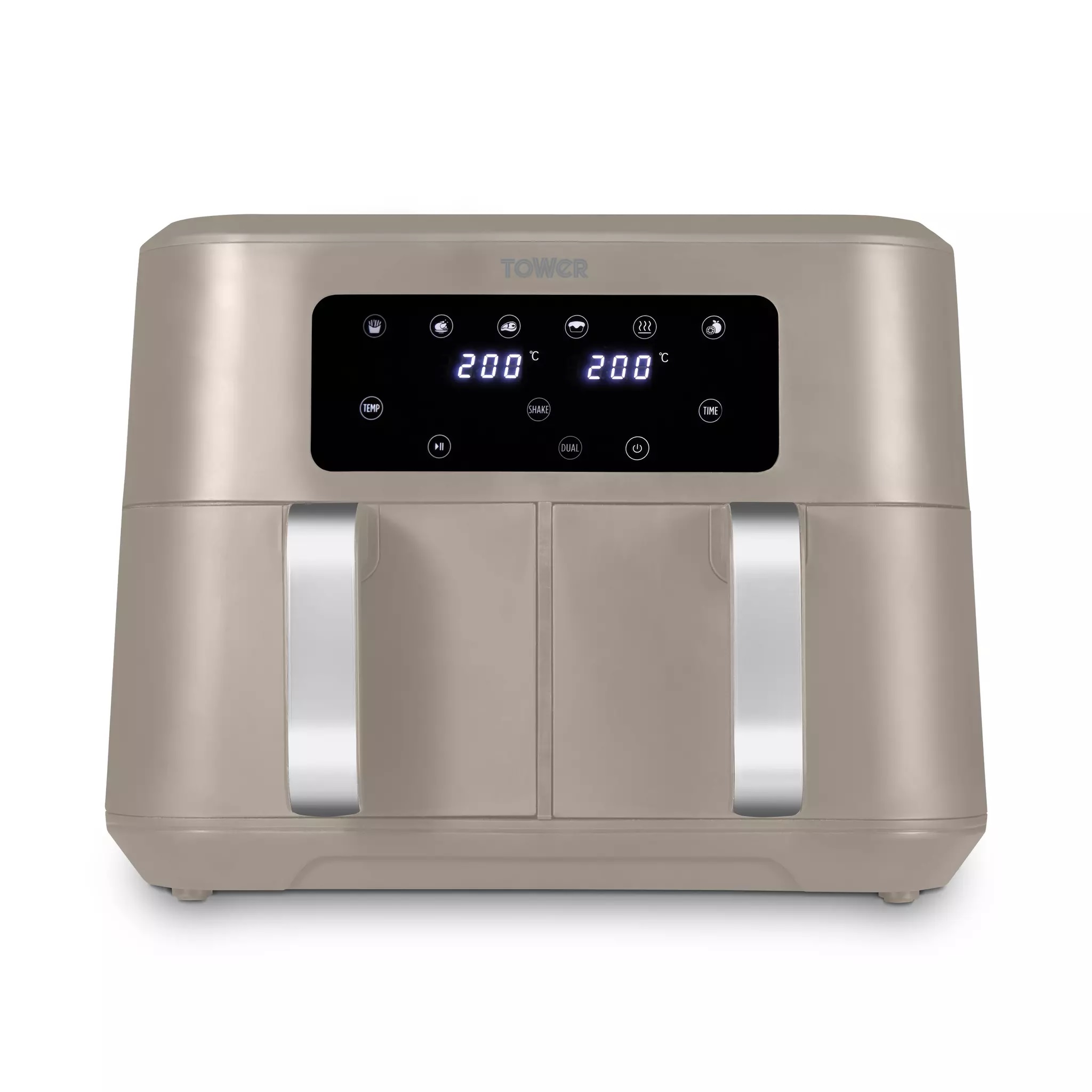 TOWER T17137MSH Vortx 8.5 Litre Dual Basket Air Fryer - Latte