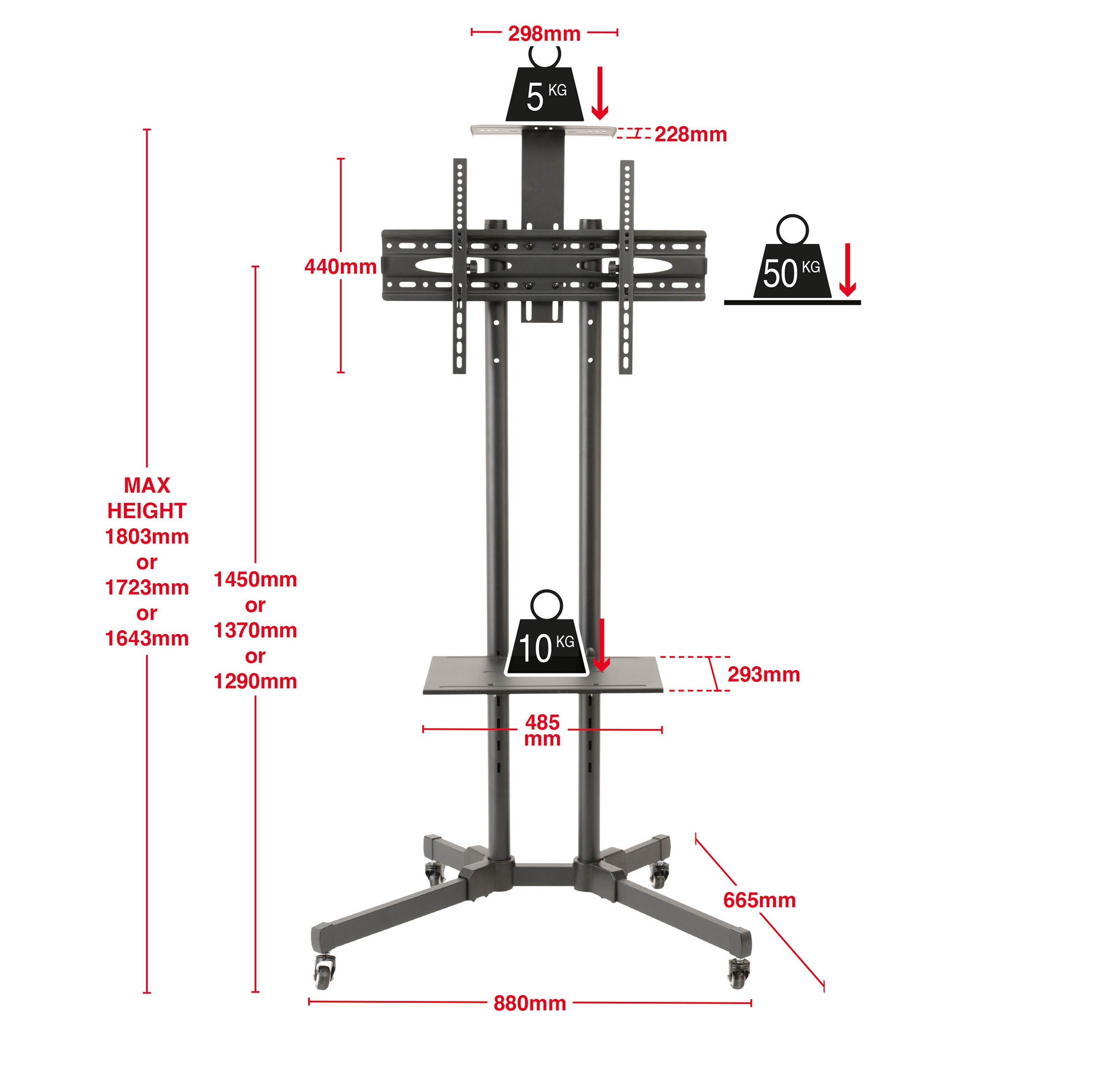 TTAP CART01 Trolley Cart TV and Monitor Mount Stand - Image 4