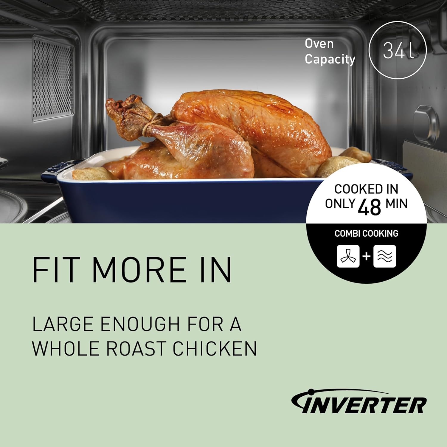 Panasonic NN-CD88QSBPQ Combination Microwave with Air Fryer, 34L, Stainless Steel - Image 5 Panasonic NN-CD88QSBPQ Combination Microwave with Air Fryer, 34L, Stainless Steel - Image 5