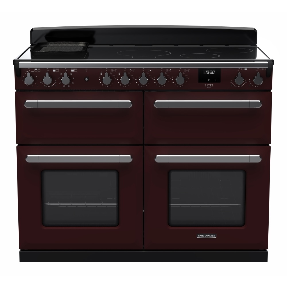 Rangemaster Estel Deluxe 110cm Induction Range Cooker Bordeaux / Chrome, Red Rangemaster Estel Deluxe 110cm Induction Range Cooker Bordeaux / Chrome, Red