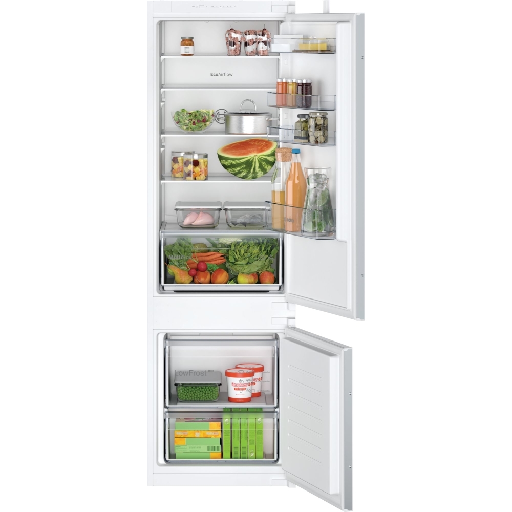 Bosch KIV87NSE0G Series 2 Low Frost Integrated Fridge Freezer, Sliding Hinge, 70/30, E Rated Bosch KIV87NSE0G Series 2 Low Frost Integrated Fridge Freezer, Sliding Hinge, 70/30, E Rated
