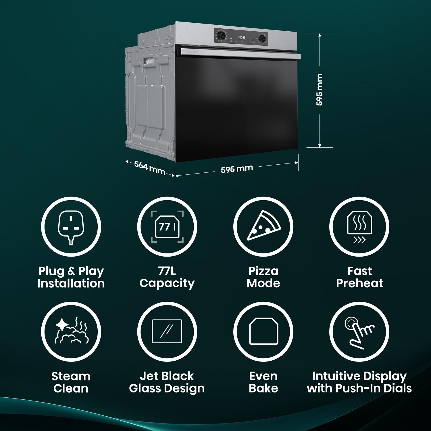 Hisense BI622AXPGUK Built-In Electric Single Oven - Stainless Steel - Image 3