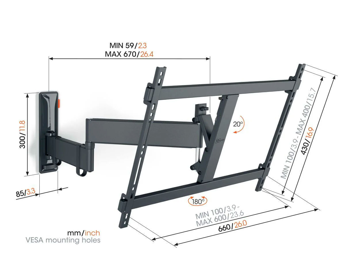 Vogels TVM 3645 Full-Motion TV Wall Mount (black) - Image 2 Vogels TVM 3645 Full-Motion TV Wall Mount (black) - Image 2