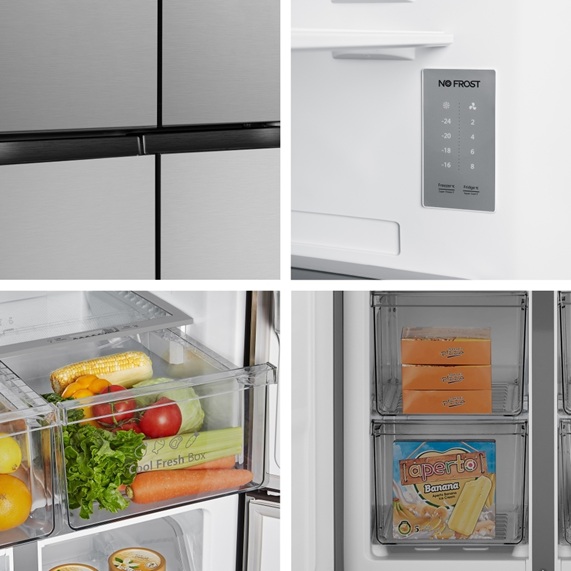Fridgemaster MQ79395ES Non-Plumbed American Fridge Freezer – Silver - Image 5