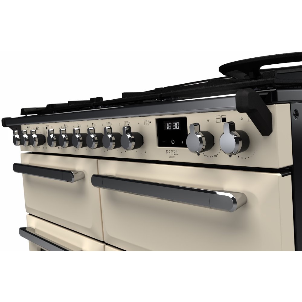 Rangemaster ESDLB110DFPPCR/CM1 110cm Dual Fuel Range Cooker Estel Deluxe Pale Cream/Chrome - Image 3