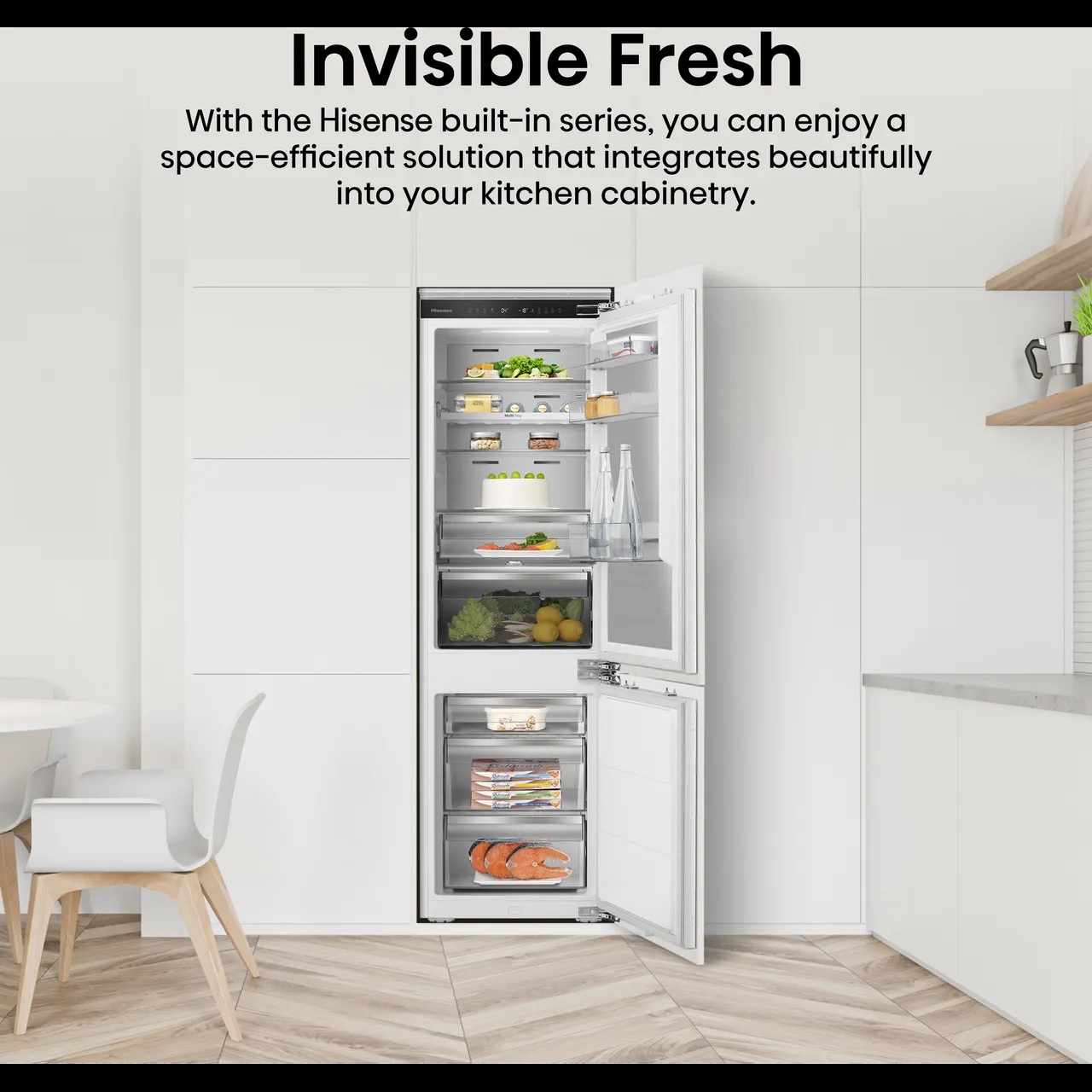 Hisense RB5B250SSWC1 Integrated Wifi Connected 54cm 60/40 No Frost Fridge Freezer – White - Image 4 Hisense RB5B250SSWC1 Integrated Wifi Connected 54cm 60/40 No Frost Fridge Freezer – White - Image 4