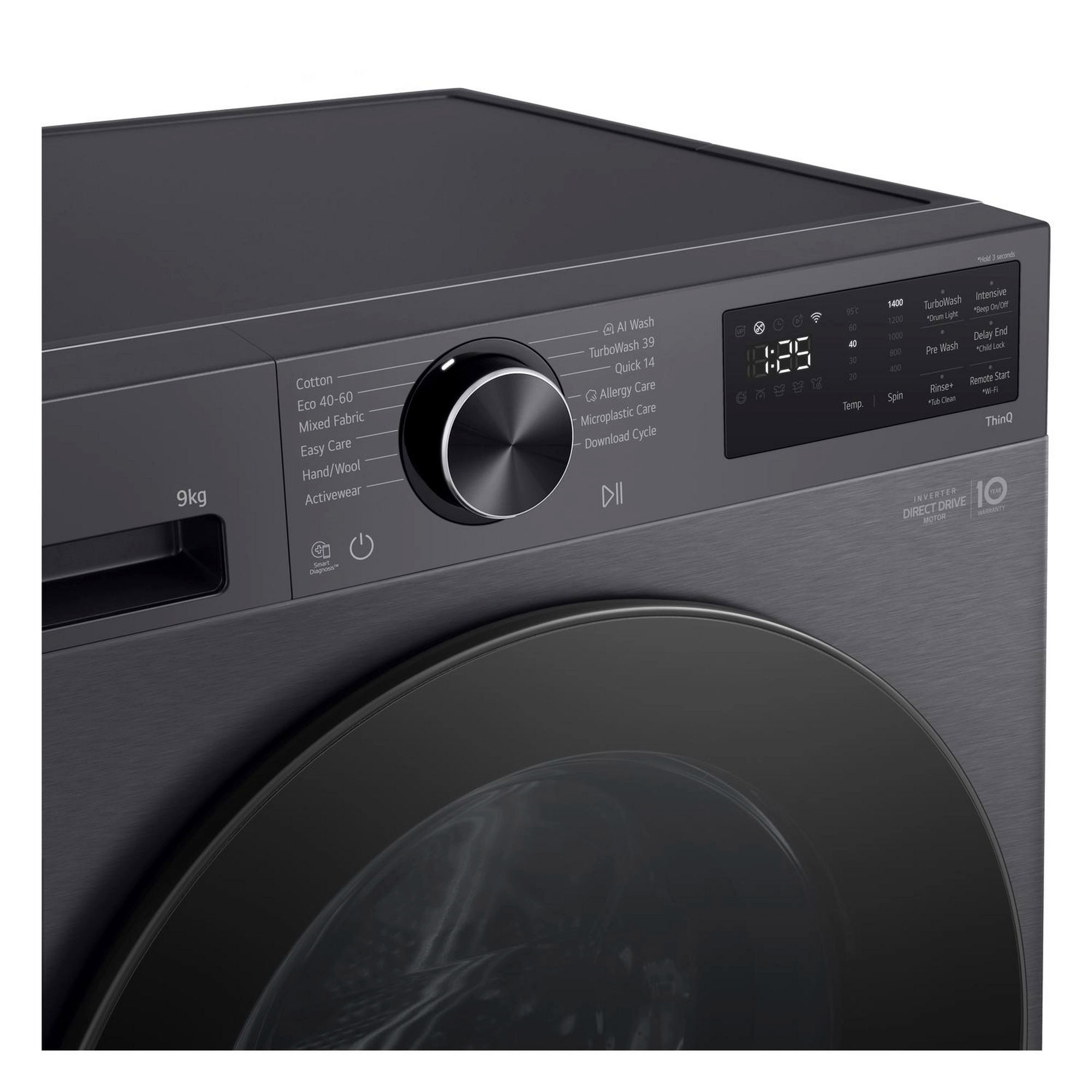 LG F2X50S9TBB 9kg 1200 Spin Washing Machine - Black - Image 3 LG F2X50S9TBB 9kg 1200 Spin Washing Machine - Black - Image 3