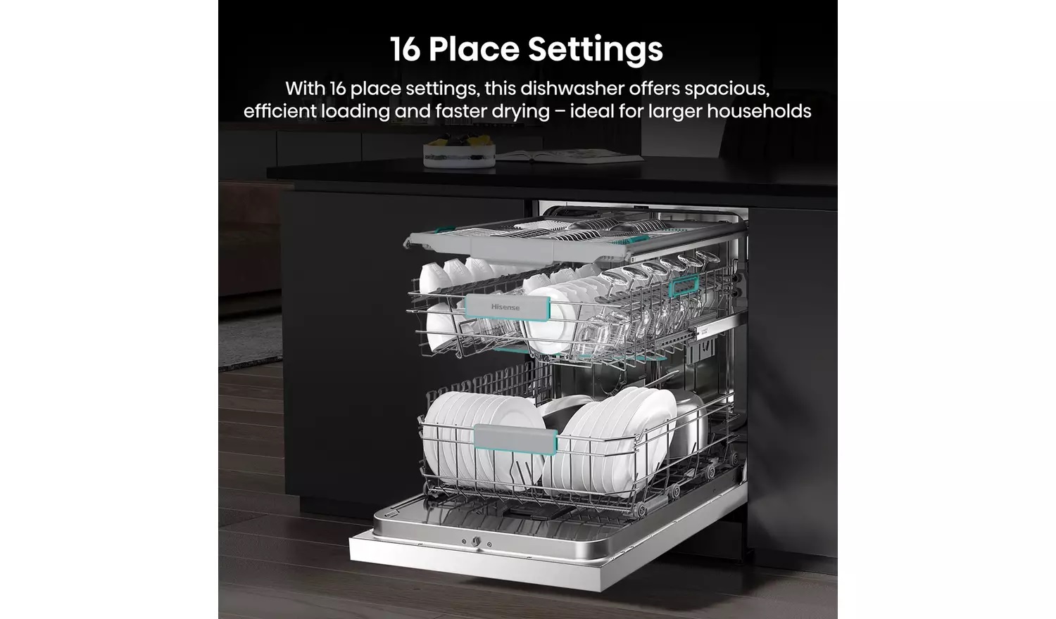 Hisense HS663A90WUK Full Size Dishwasher - White - Image 3