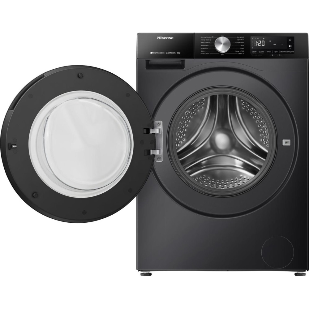 Hisense WF3S8043BB3 Washing Machine, 8kg, 1400 Spin – Black - Image 2
