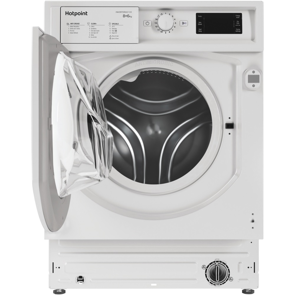 Hotpoint BIWDHG861485 Integrated Washer Dryer, 8kg/6kg, 1400 Spin – White - Image 2
