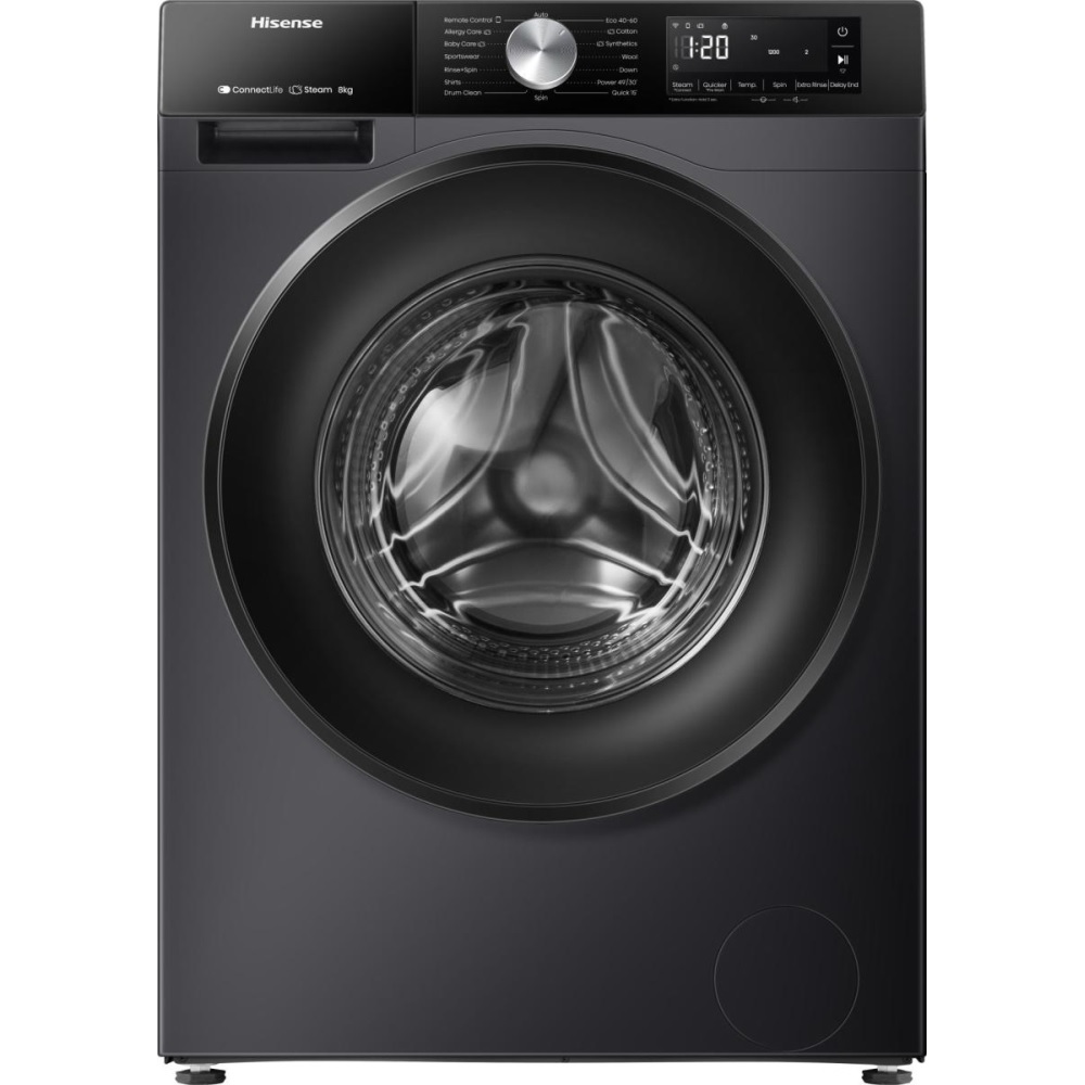 Hisense WF3S8043BB3 Washing Machine, 8kg, 1400 Spin – Black Hisense WF3S8043BB3 Washing Machine, 8kg, 1400 Spin – Black