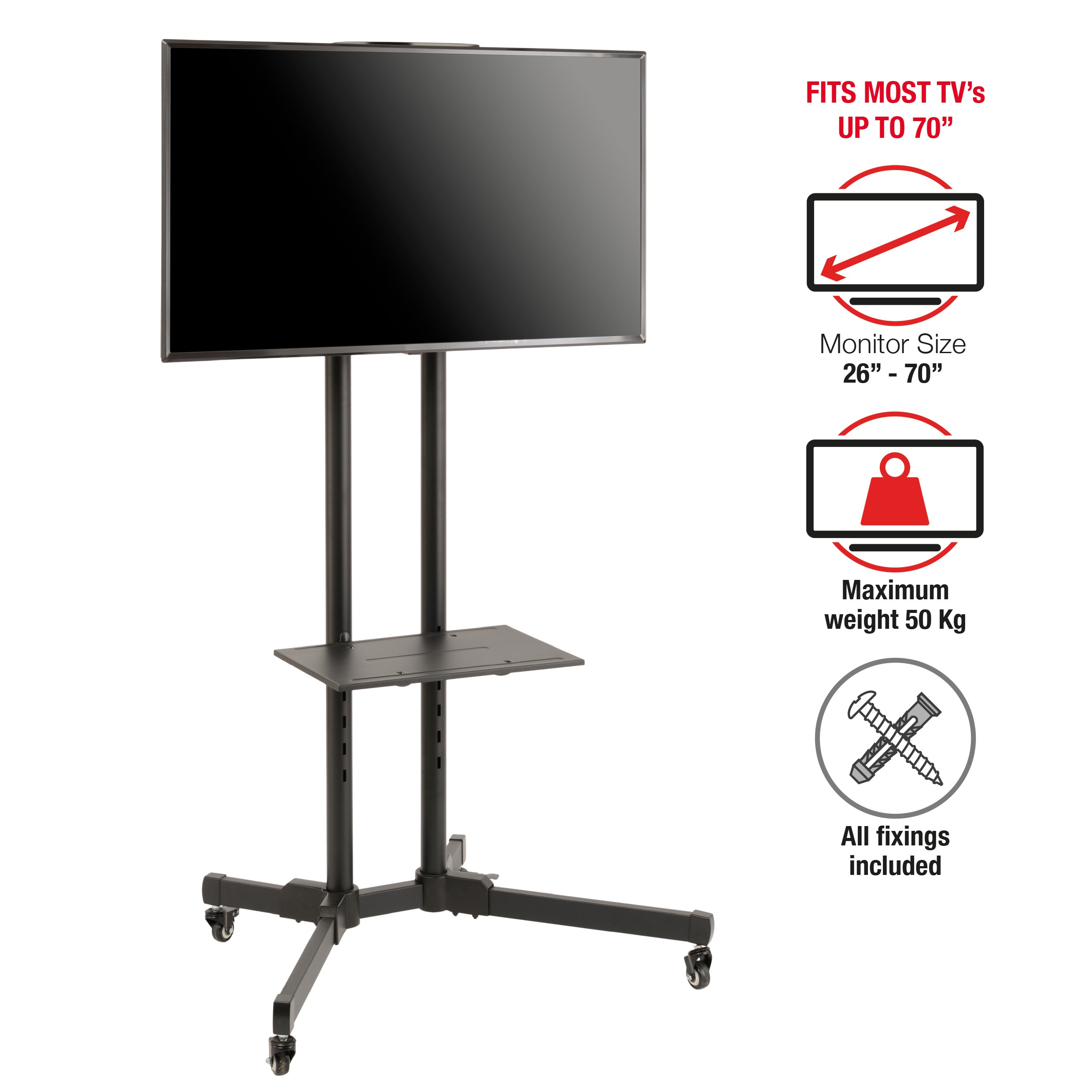 TTAP CART01 Trolley Cart TV and Monitor Mount Stand - Image 2