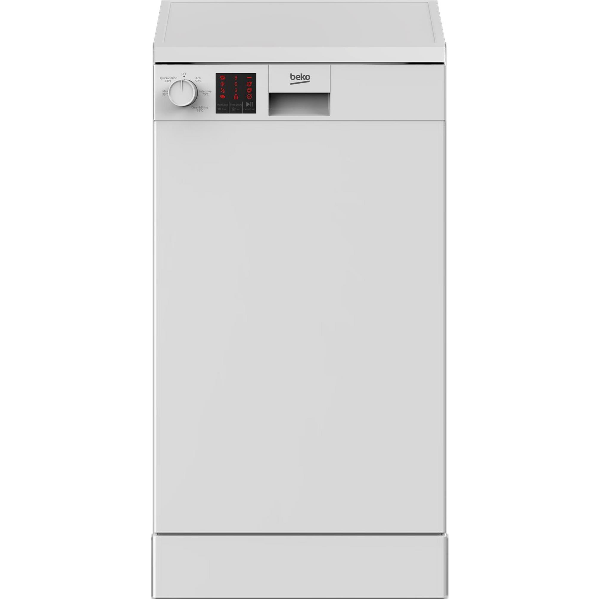 Beko DVS05C20W Freestanding Slimline Dishwasher in White Beko DVS05C20W Freestanding Slimline Dishwasher in White