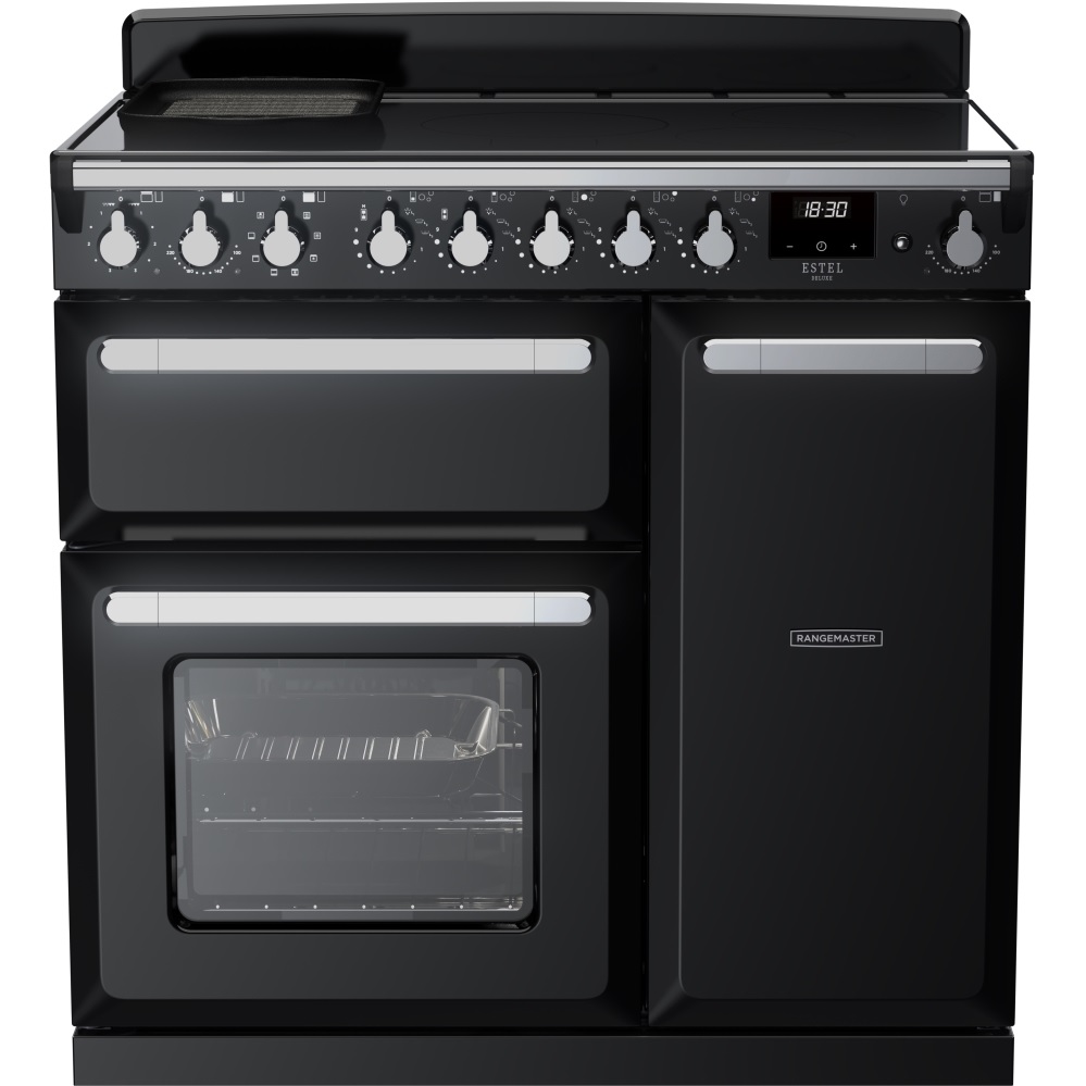 Rangemaster ESDL90EIPGBL-CM1 90cm Induction Range Cooker Estel Deluxe Black/Chrome
