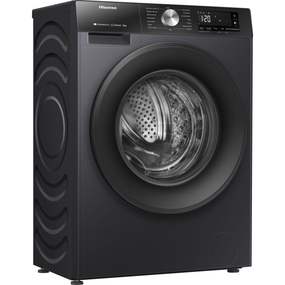 Hisense WF3S8043BB3 Washing Machine, 8kg, 1400 Spin – Black - Image 3 Hisense WF3S8043BB3 Washing Machine, 8kg, 1400 Spin – Black - Image 3