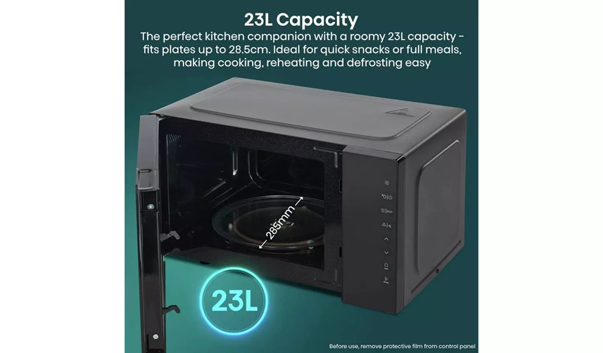 Hisense H23MOBS5H4UK 800W 23L Standard Solo Microwave - Black - Image 3 Hisense H23MOBS5H4UK 800W 23L Standard Solo Microwave - Black - Image 3