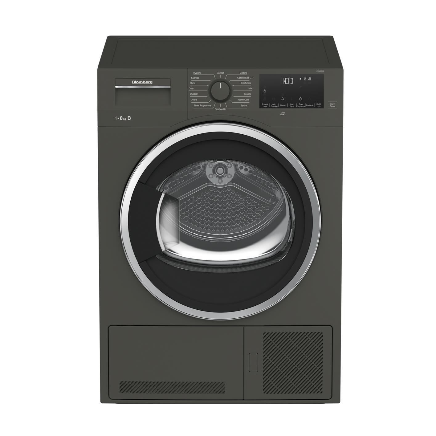 Blomberg LTK38030G 8kg Condenser Tumble Dryer in Graphite