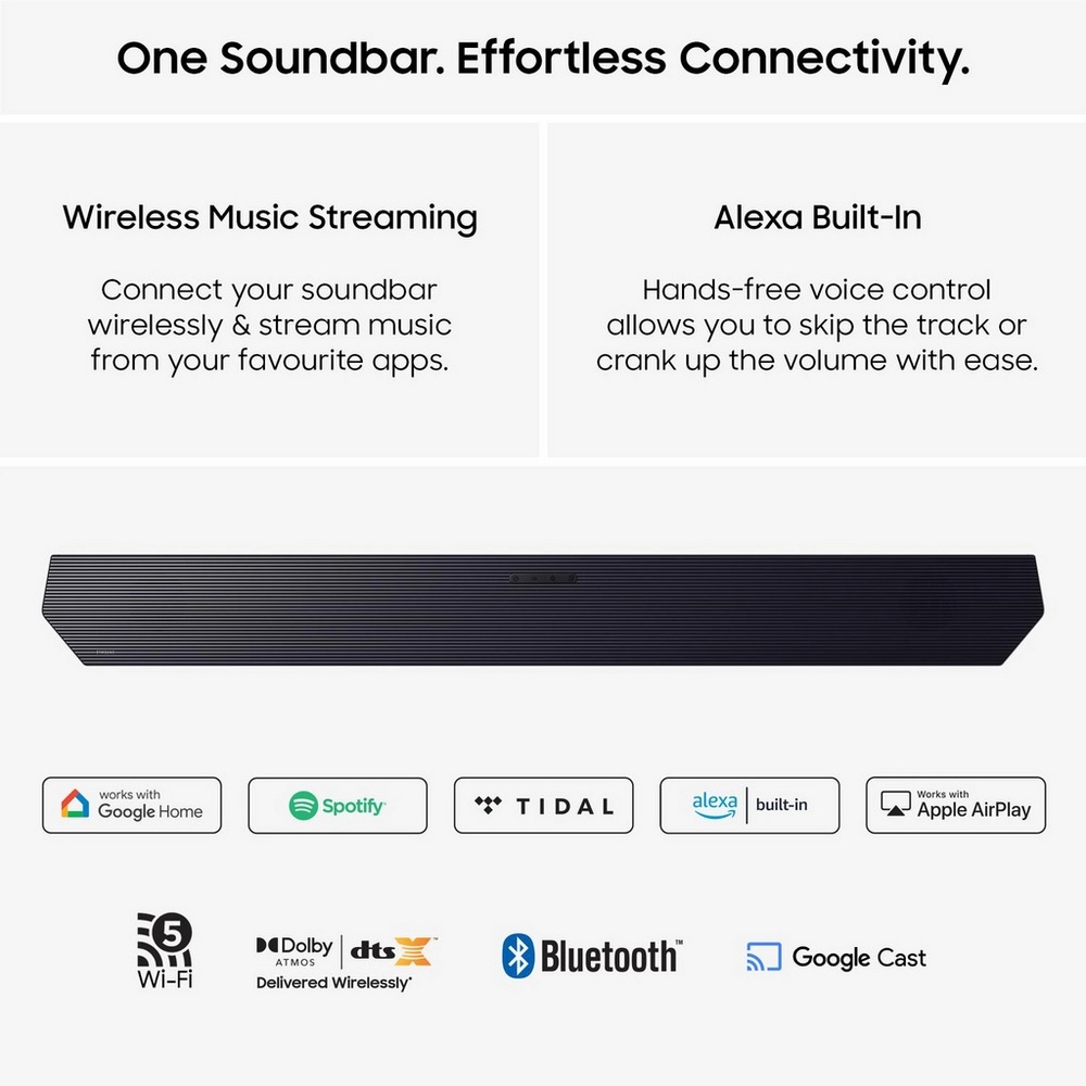 Samsung HW-Q990H/XU 11.1.4ch Q-Series Soundbar with Subwoofer & Rear Speaker - Titan Black - Image 5 Samsung HW-Q990H/XU 11.1.4ch Q-Series Soundbar with Subwoofer & Rear Speaker - Titan Black - Image 5