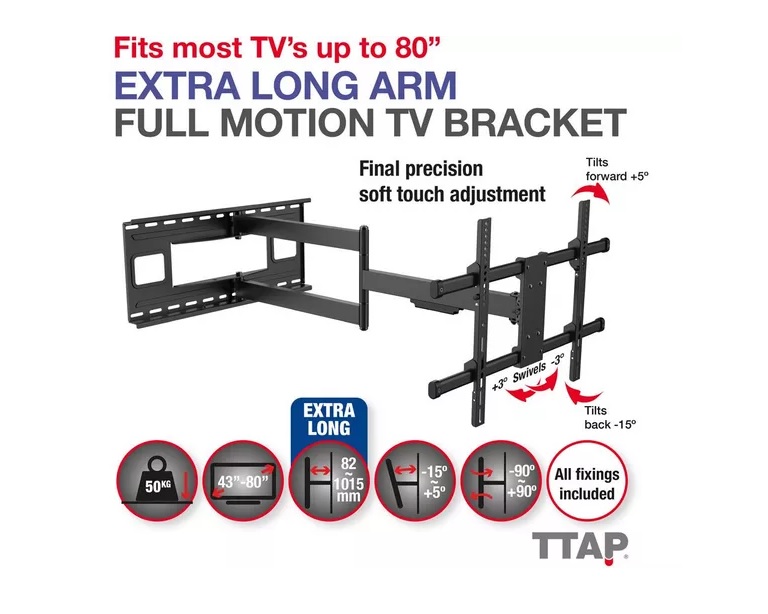TTAP TTD604DA4 Extra long full motion TV bracket - Image 1 TTAP TTD604DA4 Extra long full motion TV bracket - Image 1
