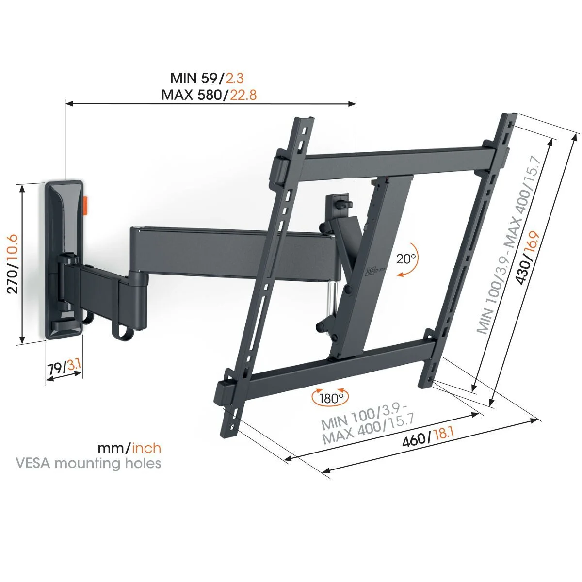 Vogels TVM 3445 Full-Motion TV Wall Mount (black) - Image 1