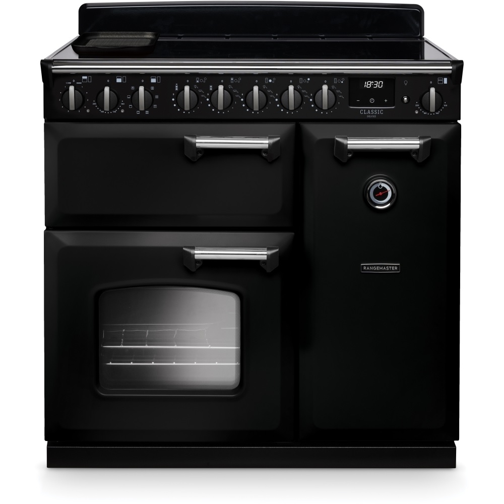 Rangemaster CLDL90EIPGBL-CM1 90cm Induction Range Cooker Classic Deluxe Gloss Black/Chrome