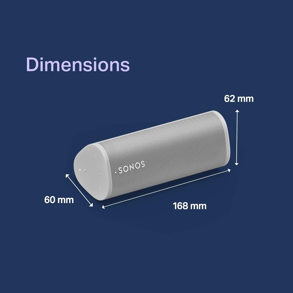 Sonos Roam Portable Wireless Multiroom Smart Speaker with Google Assistant and Amazon Alexa in White - Image 3