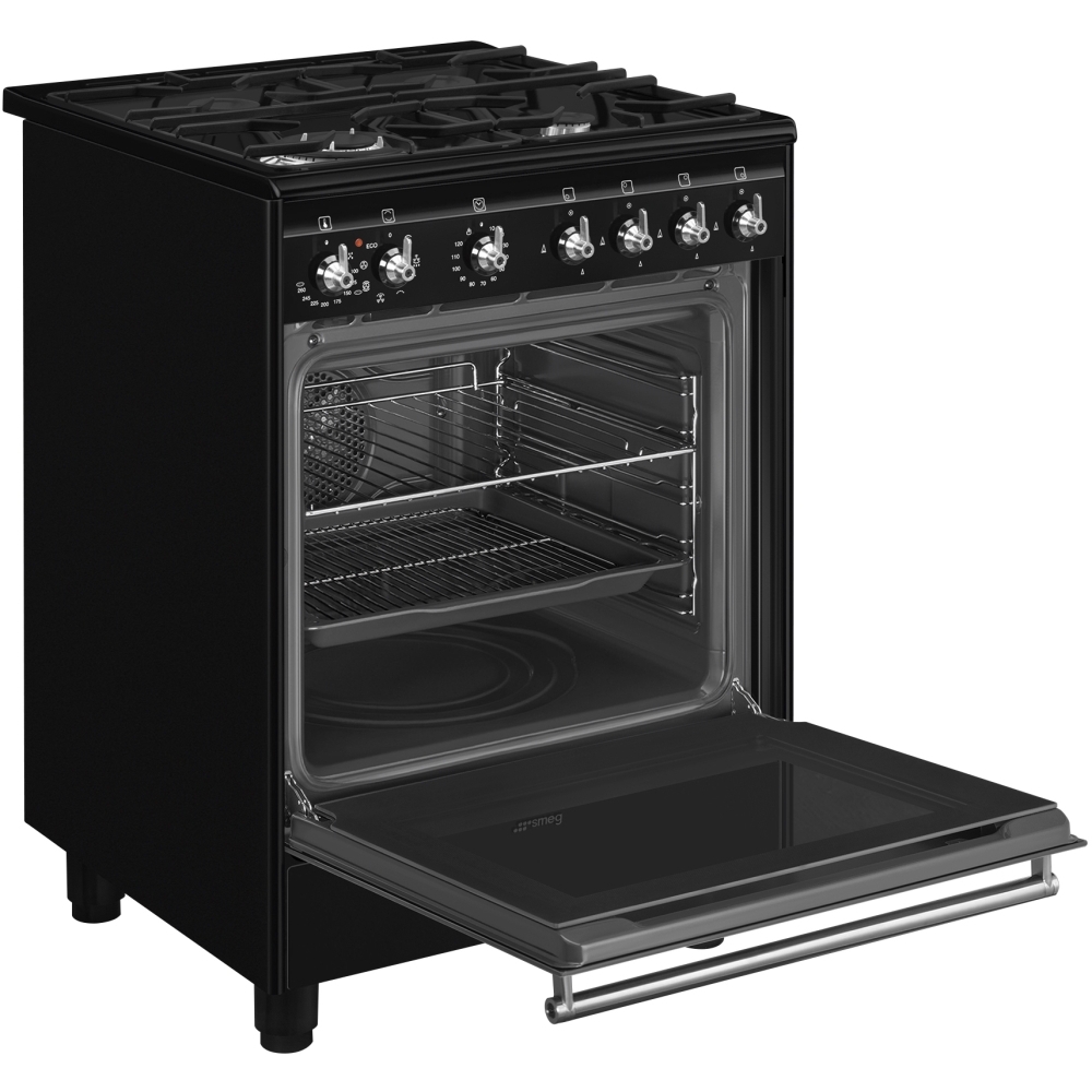 Smeg CX61GMBL Concert Dual Fuel Cooker with Single Oven, Black, A Rated - Image 3 Smeg CX61GMBL Concert Dual Fuel Cooker with Single Oven, Black, A Rated - Image 3